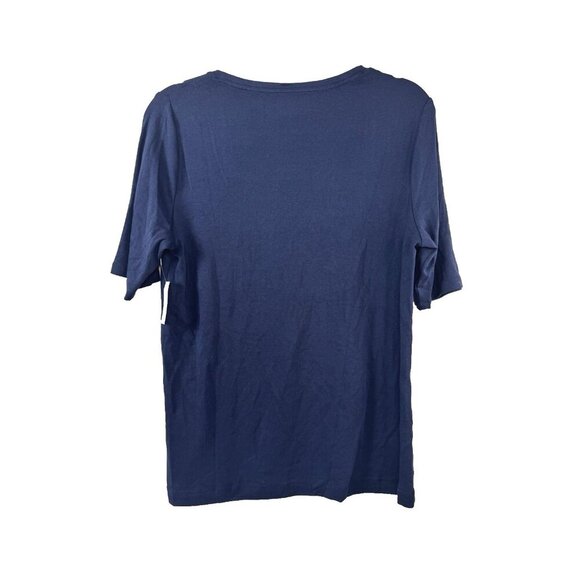 Navy Blue Square Neck Cotton Top XL Minimal Coastal Classic Elevated Basic NWT - Picture 2 of 9